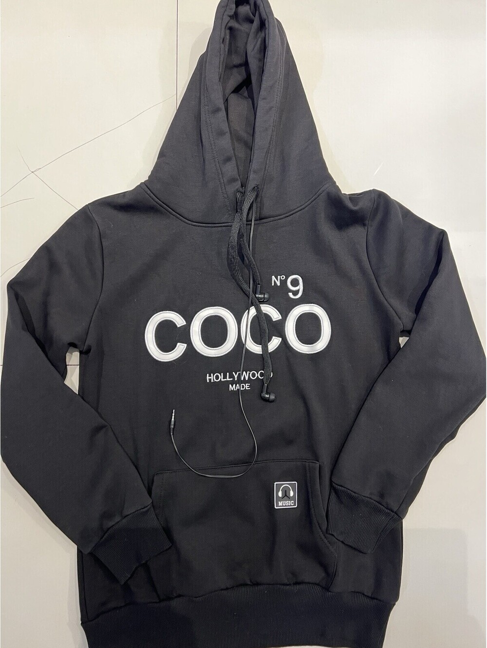 Coco No9 Hollywood Hoodie Long Sleeve With Built In Earbuds